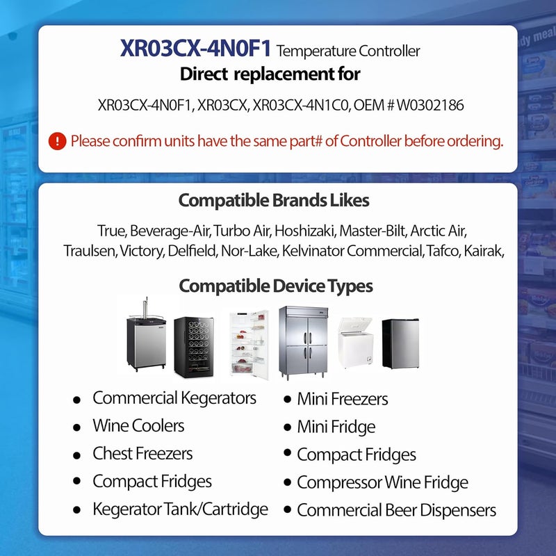 ToolSentryX Digital Temperature Controller XR03CX-4N0F1 for Commercial Refrigeration, 120V 50-60Hz, Compatible with Dixell Programmable Refrigerators/Freezers, Single NTC Probe, Alarm Relay, Detailed Instructions - Image 2